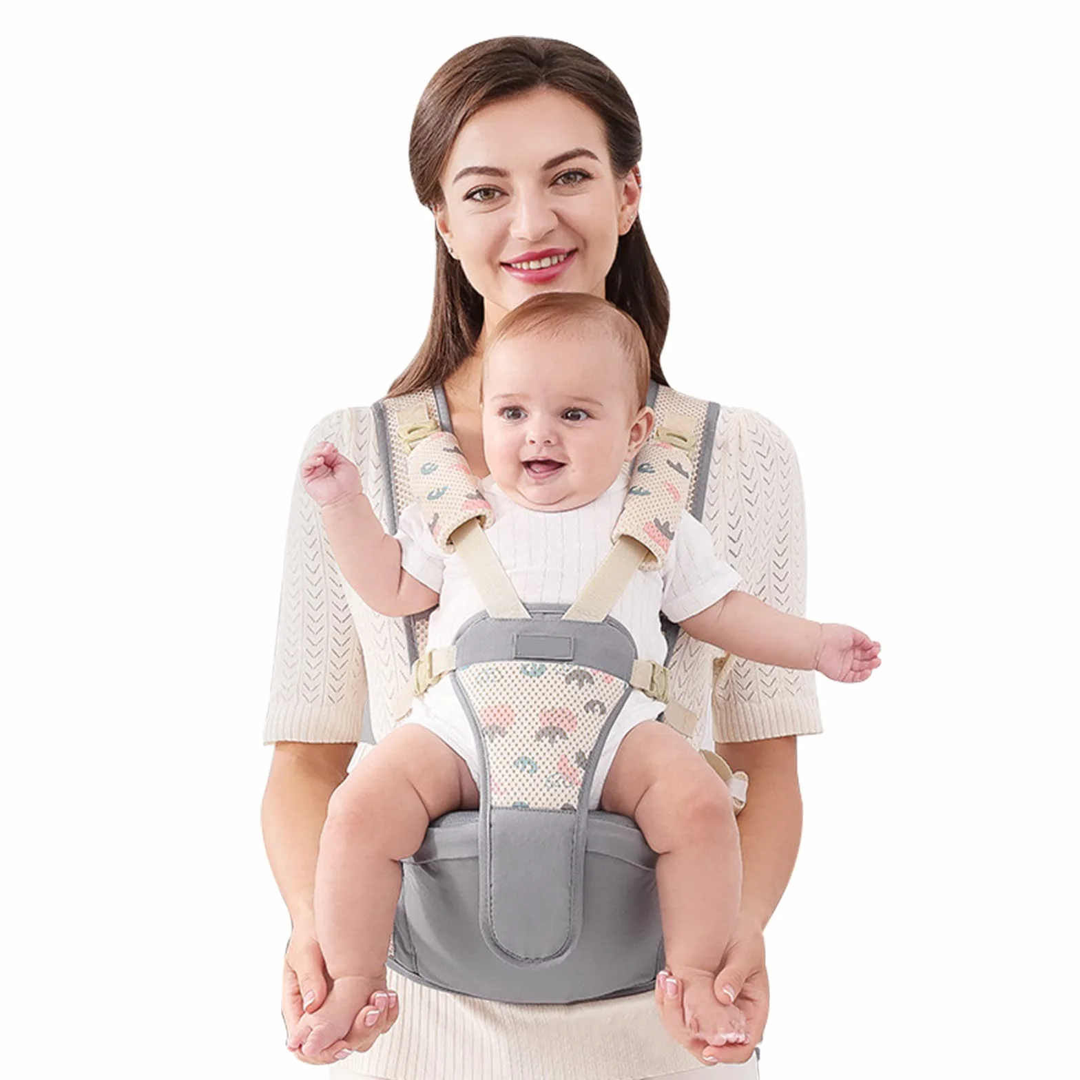 SONARIN Sac banane respirant Hipseat porte-bébé multifonctionnel ergonomique pour bébé 0-36 Mois gris
