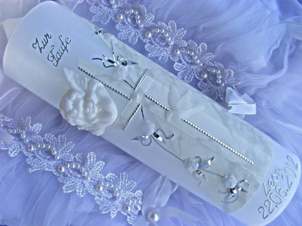 VT-08 Cierge de baptême et communion avec accessoires pour le personnaliser soi-même 250/70 mm