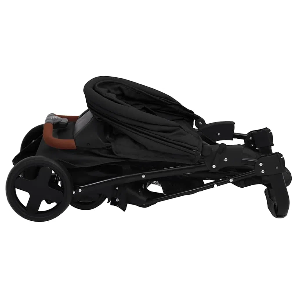 vidaXL Poussette pour Bébé 2-en-1 Landau Pliable pour Tout-petit Enfants Poussette de Voyage Protection contre Rayons UV Anthracite Acier