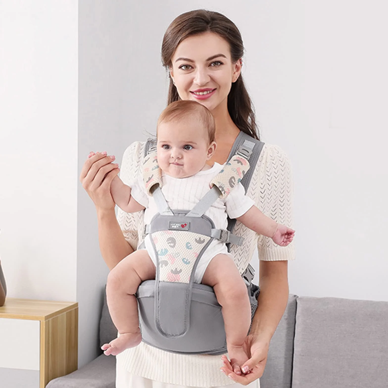 SONARIN Sac banane respirant Hipseat porte-bébé multifonctionnel ergonomique pour bébé 0-36 Mois gris