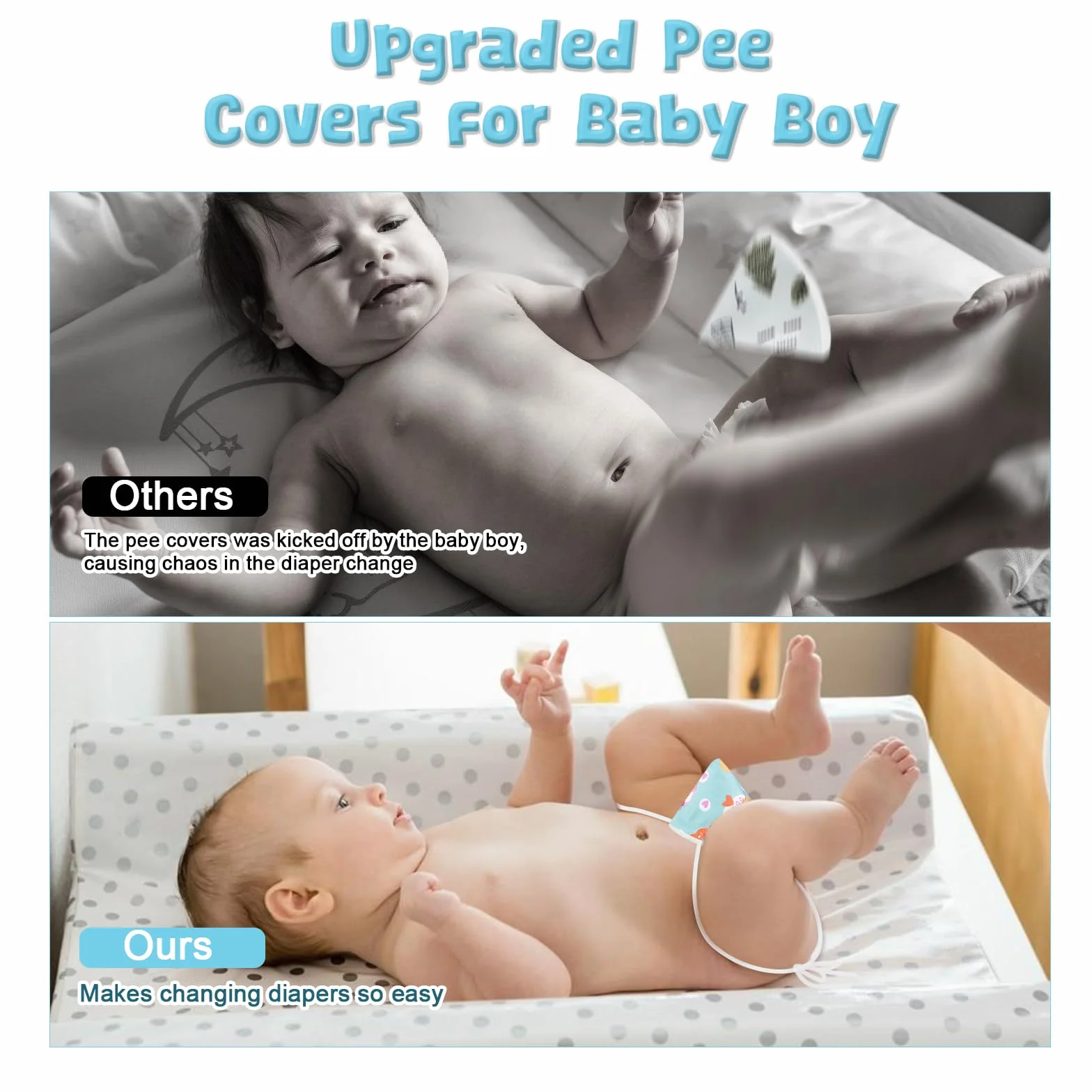 Pipi Tipi Baby Boy avec corde fixe pour nouveau-né, 10 pièces Pee Teepee Baby et 1 sac à langer et 1 filet à linge, changement de couches, plus de confort, accessoires de change