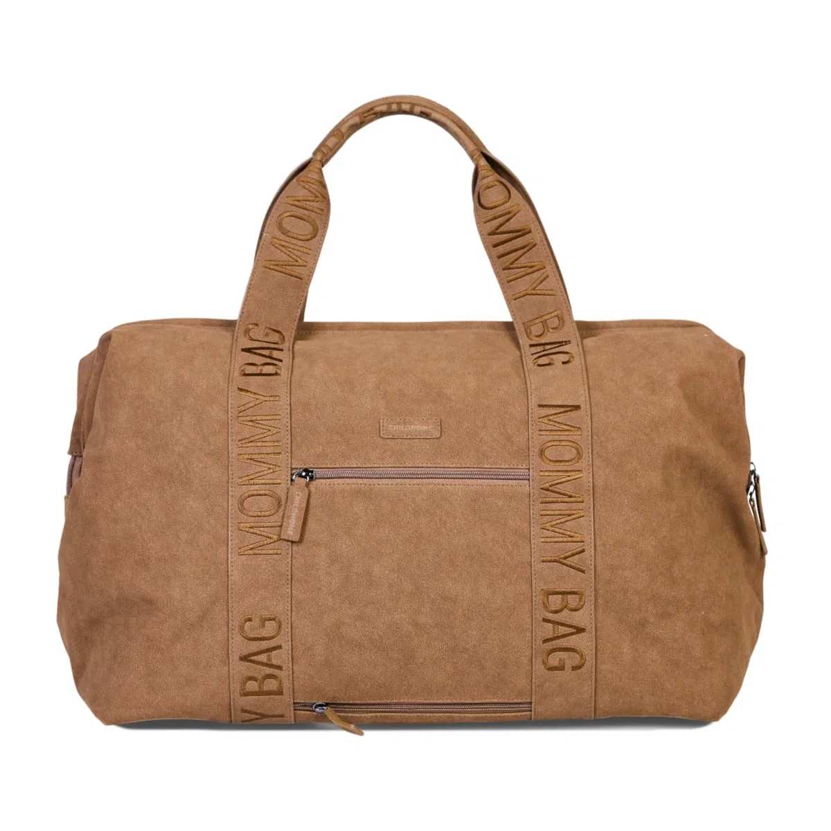CHILDHOME Mommy Bag Sac à Langer 58L Tapis à Langer Bandoulière Ajustable Poche Isotherme Passage pour Valise Matière Suède Noisette