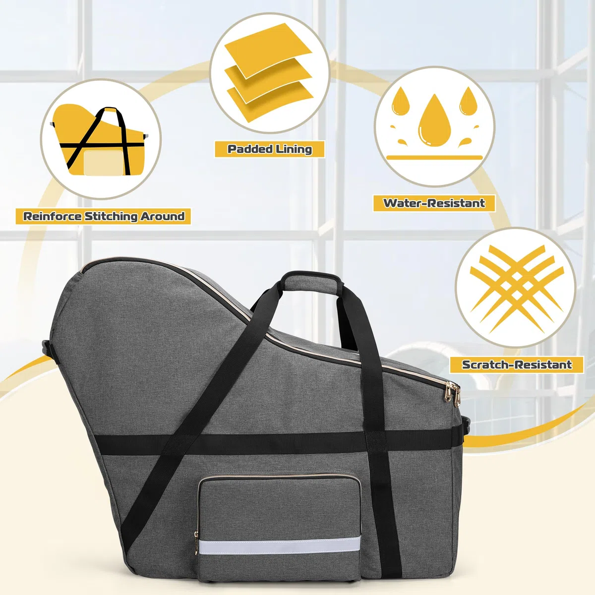 Teamoy Sac de Voyage pour siège Auto, Sac de Rangement pour siège Auto, Housse pour Tous Les sièges Auto et Base Nuna Pipa, Protection pour siège Auto pour Les Voyages en Avion, Gris