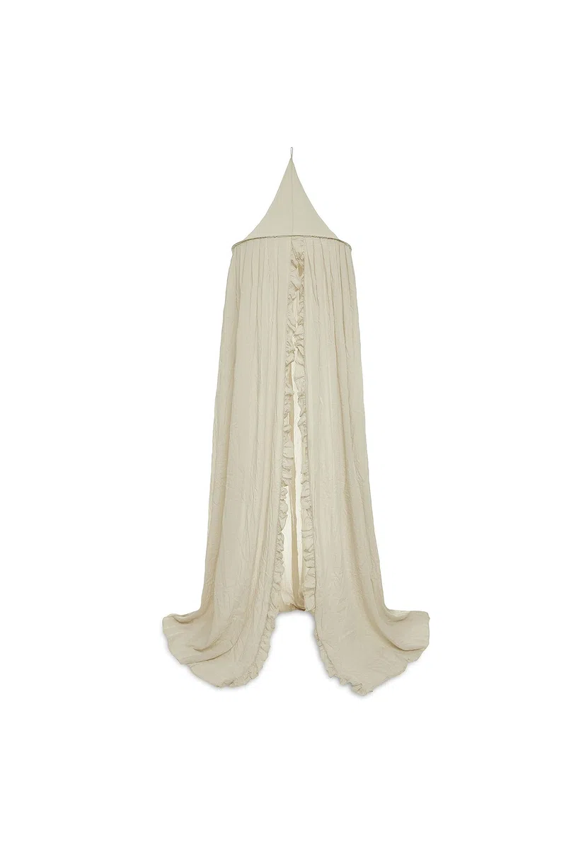 Jollein Baldaquin Vintage à Volants Nougat – Hauteur 245 cm – Ciel de lit bébé Chambre d'enfant – Beige