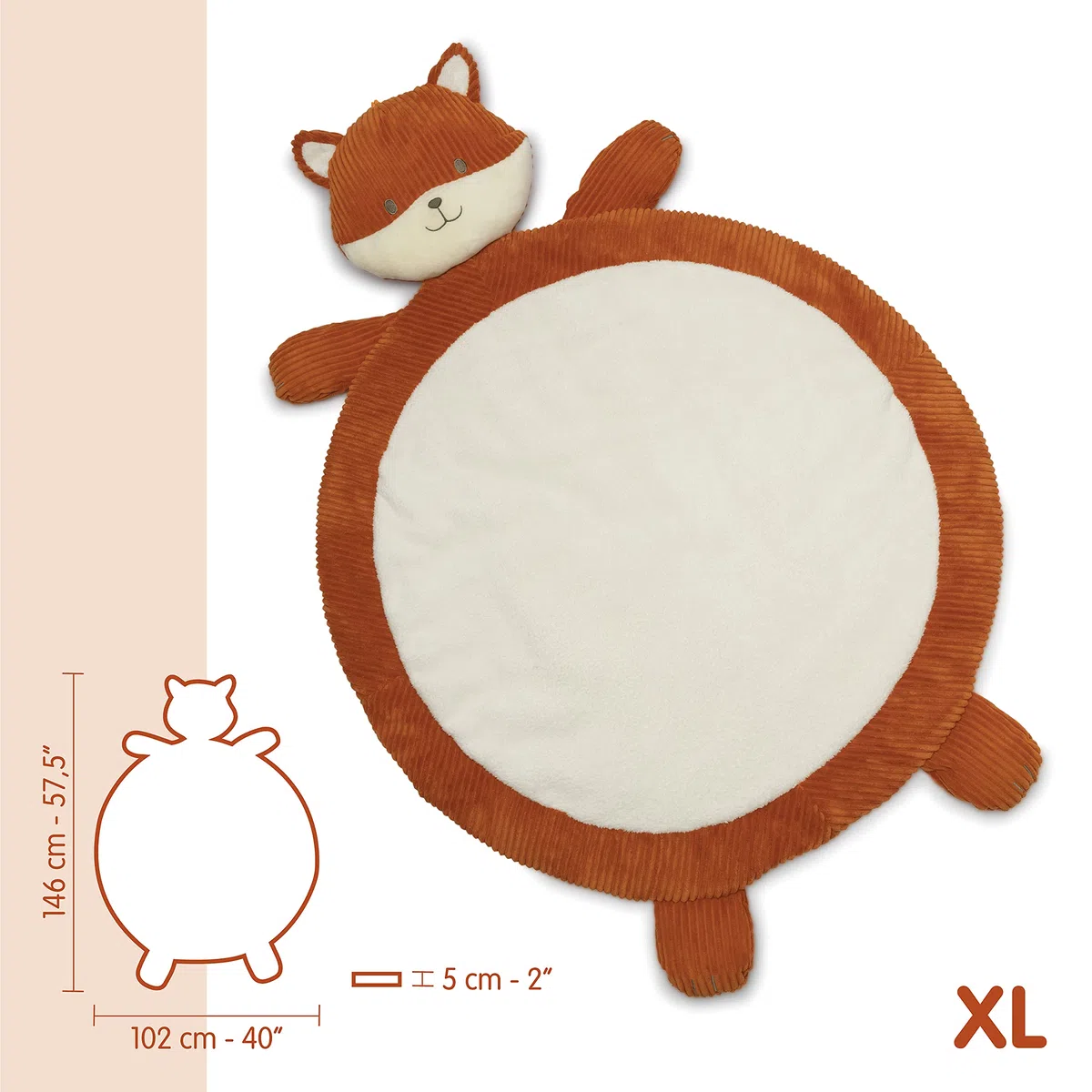 Tapis Eveil Bébé-Matelas de Sol épais pour Ramper et Jouer -Doux et interactif pour la Gymnastique et la psychomotricité-Cadeau pour la Naissance. Baby Shower. XL (Fox)