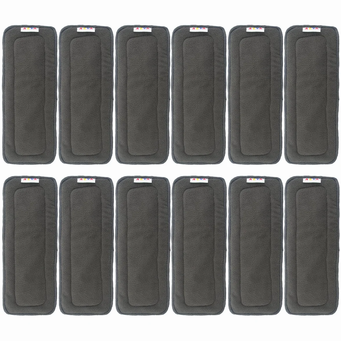 ALVABABY Doublures réutilisables en bambou charbon 5 couches pour couches en tissu 12pcs 12ZTN