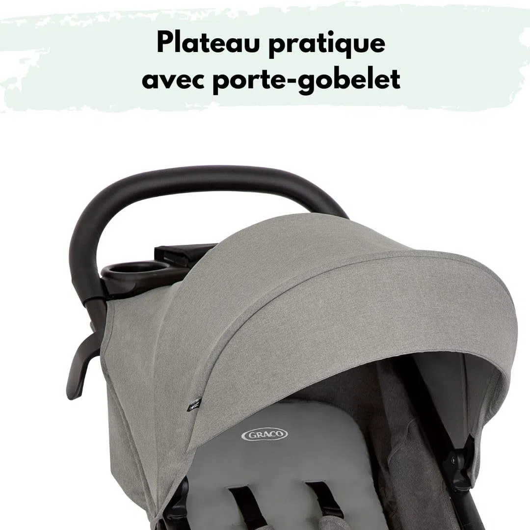 Graco EezeFold DLX – Poussette Compacte et Légère | Pliage à une Main, Suspension 4 Roues, Position Allongée, Grand Panier – Coloris Lunar Grey