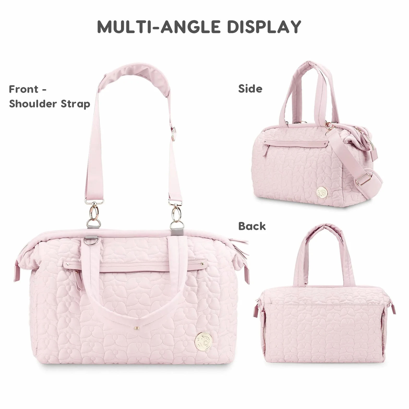SONARIN Multi-Poches Sac à Langer pour Bébé Fourre-tout,Grande Capacité Multifonctionnel Sac Bandoulière à Langer Sac de Maternité Sac à Couches de Voyage avec Bretelle Unique(Rose)
