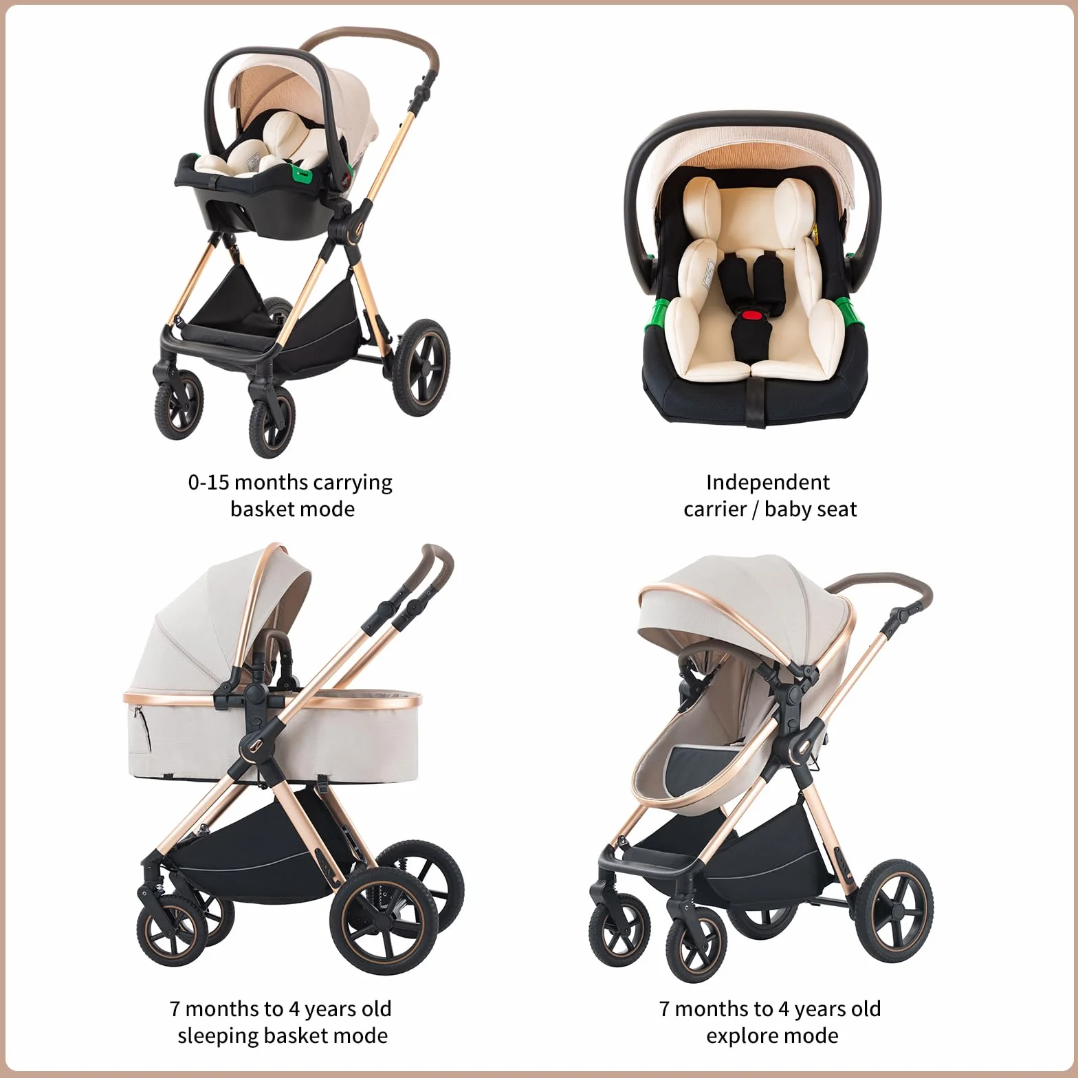 Compact Combined Stroller 3 in 1 High Landscape Quadruple Folding Baby Stroller 0-4 Years (D2 Purple, H2-D)