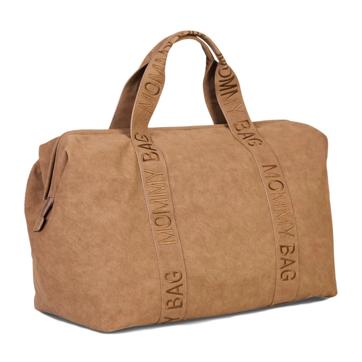 CHILDHOME Mommy Bag Sac à Langer 58L Tapis à Langer Bandoulière Ajustable Poche Isotherme Passage pour Valise Matière Suède Noisette