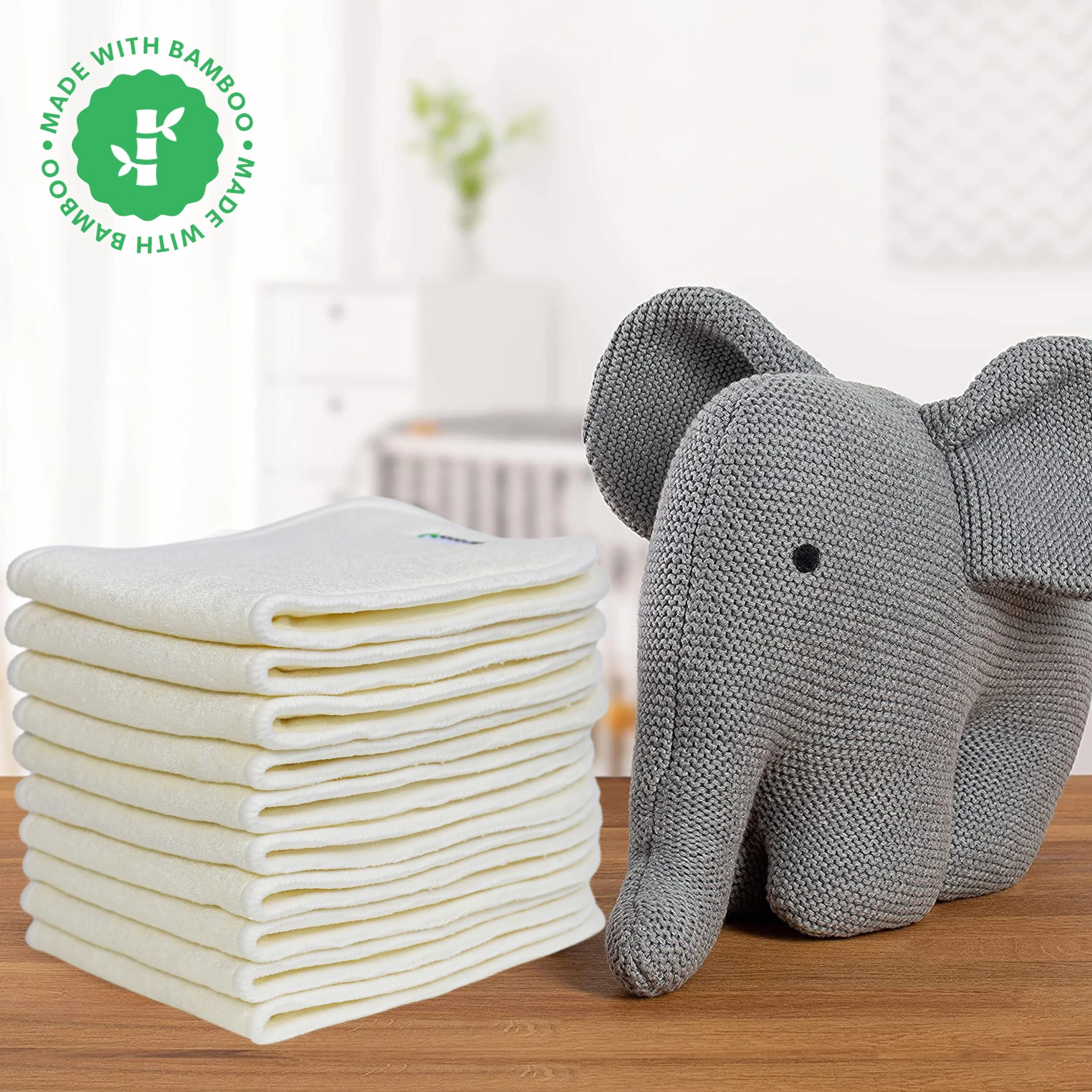 KOLO - Lot de 5 inserts absorbants - 4 couches, 100% bambou lavable et réutilisable. Kit de haute qualité, doublures adaptées à toutes les couches réutilisables. Boîte cadeau incluse