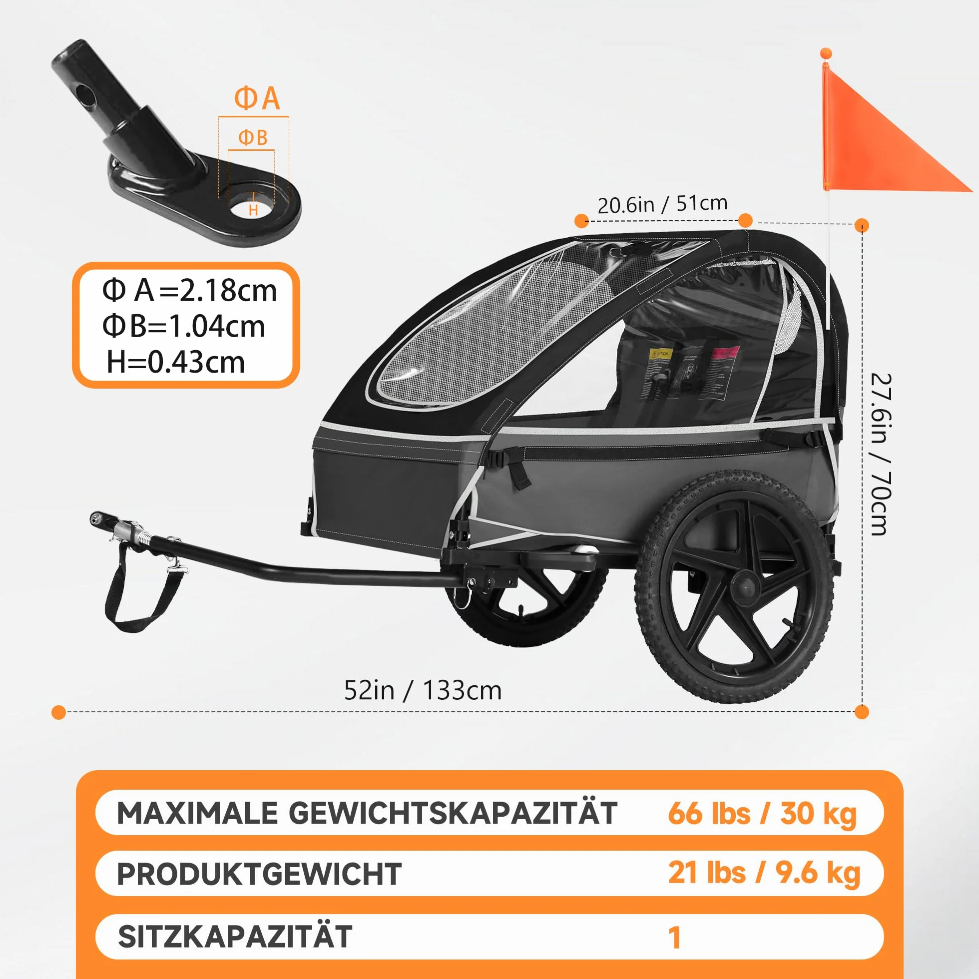 Remorque vélo enfant 1-2 enfants siège ergonomique pliable pneus pneumatiques sacs rangement