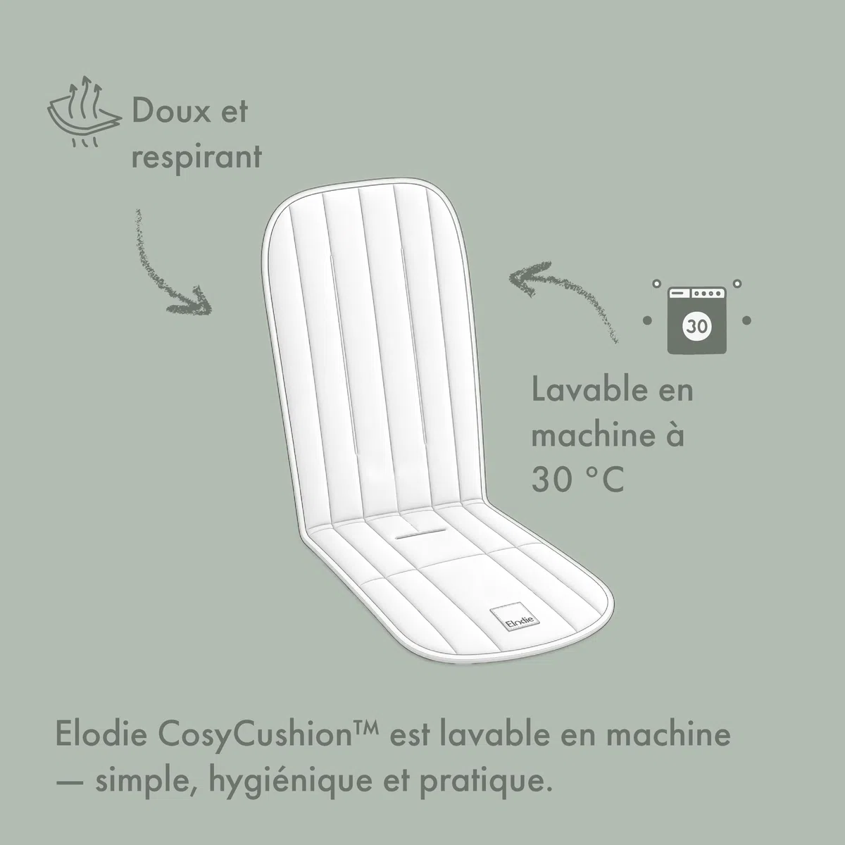 Elodie Details Coussin de Siege Poussette Universelle Réversible, Rembourrée et Lavable Reducteur Poussette CosyCushion Accessoire Poussette - Aviator Black