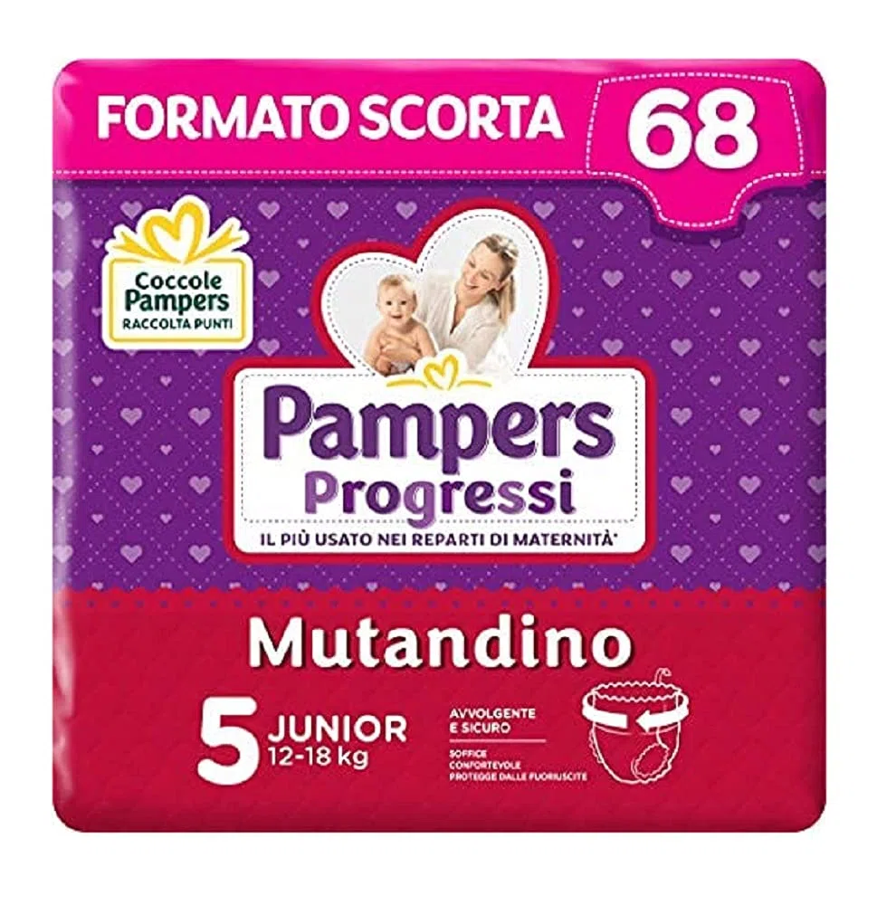 Pampers Progressi Culotte Junior 68 couches Taille 5 (12-18 kg) – 570 g