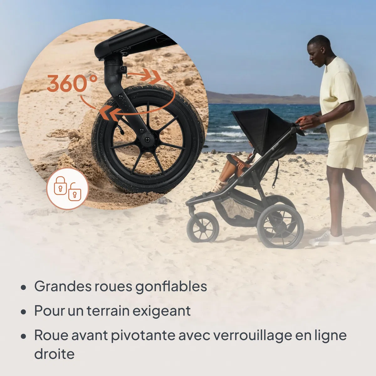 LIONELO AZURA Poussette Bébé de jogging de 6 mois à 22 kg Poussette 3 Roues de jogging Dossier Réglable pour Position Allongée Grandes Roues Gonflables Amortissement Complet Auvent XXL (Green)