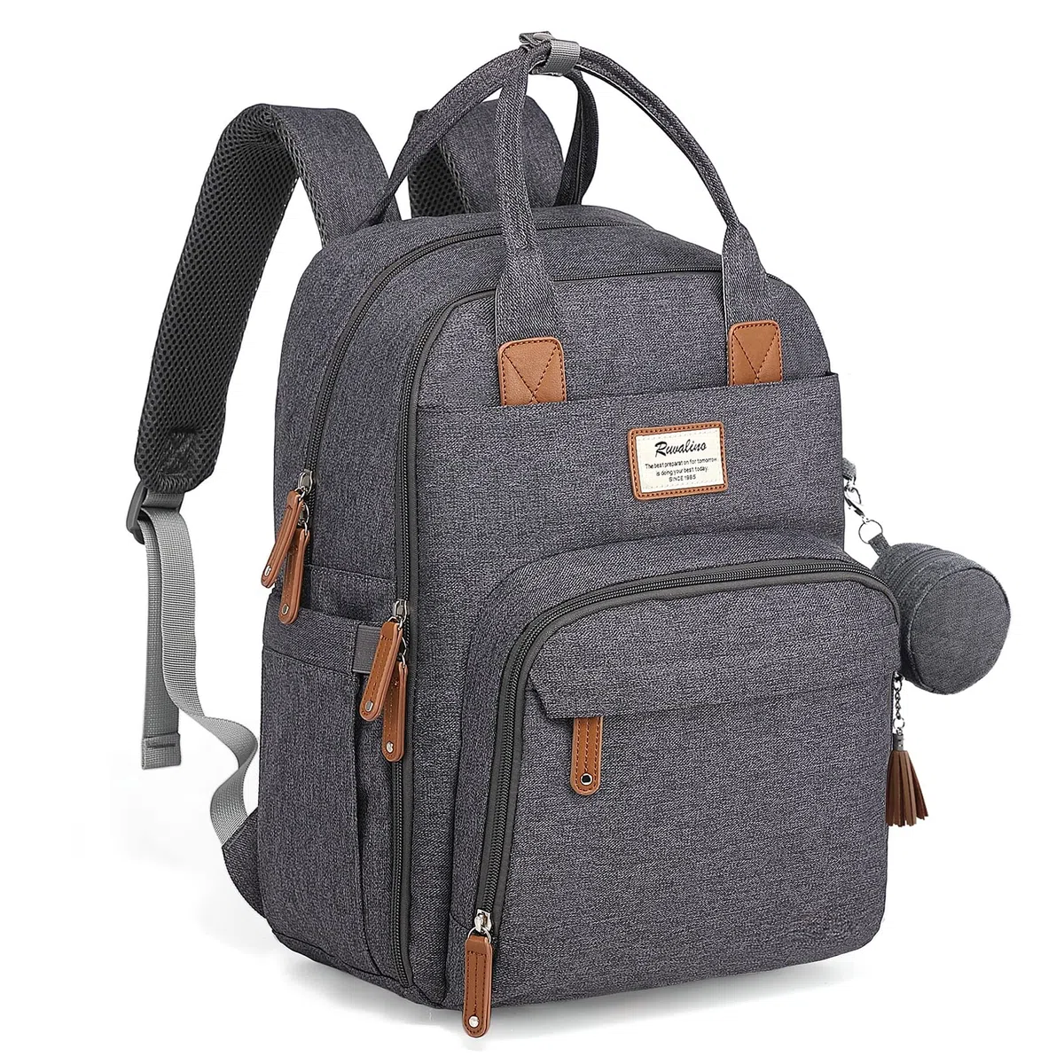 RUVALINO Sac à dos à langer Grand avec sac multifonctionnel pour bébé et matelas mobile - Porte-sucette - Taille unique