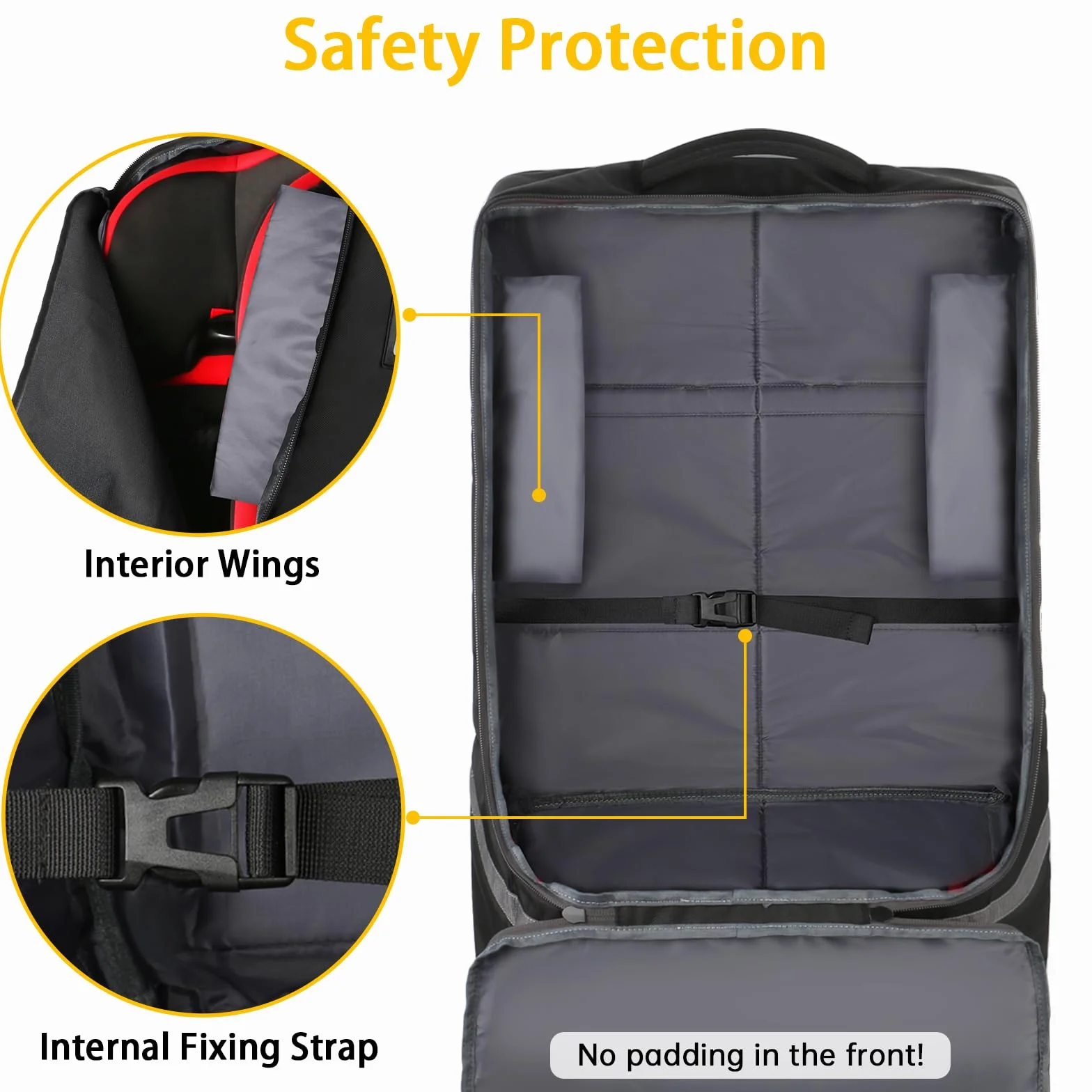 YOREPEK Housse Poussette Avion, Sac de Transport Voyage avec Bretelles pour Poussettes, Housse Sac a Dos Avion Résistante Étanche Durable pour Avion Voiture, Noir