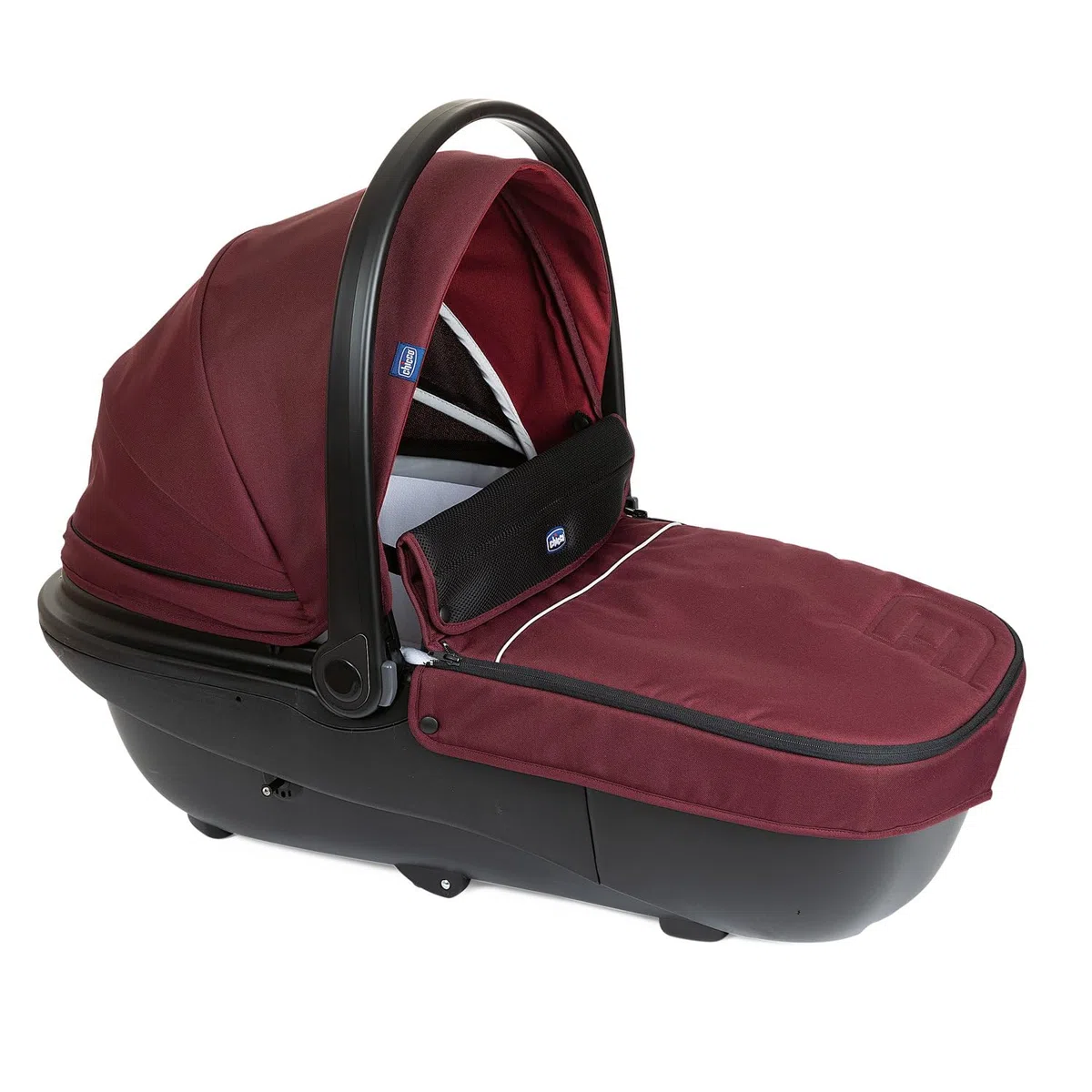 Chicco Nacelle Activ3, grande nacelle rembourrée pour poussette Activ3, avec système de ventilation, dossier inclinable, pour les premiers jours de vie de bébé, Burgundy Powder