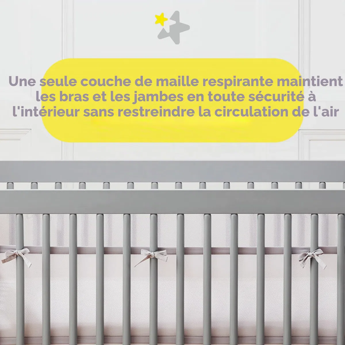 BreathableBaby – Doublure en maille motif nuage pour lit à 2 côtés