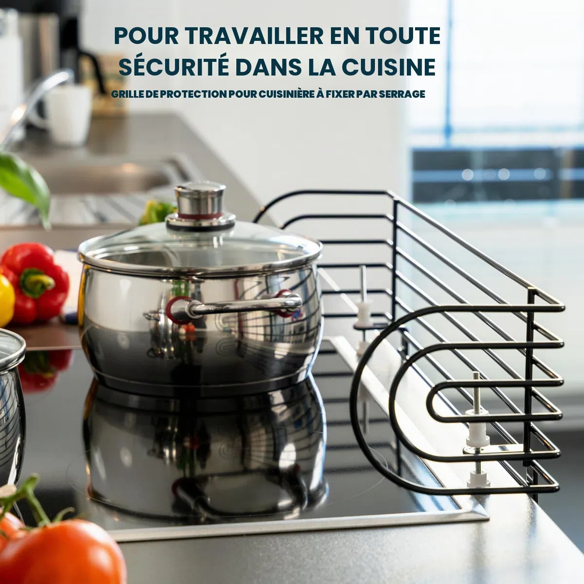 bremermann Barrière de protection à clipser pour cuisinières jusqu'à 60 cm de large (noir)