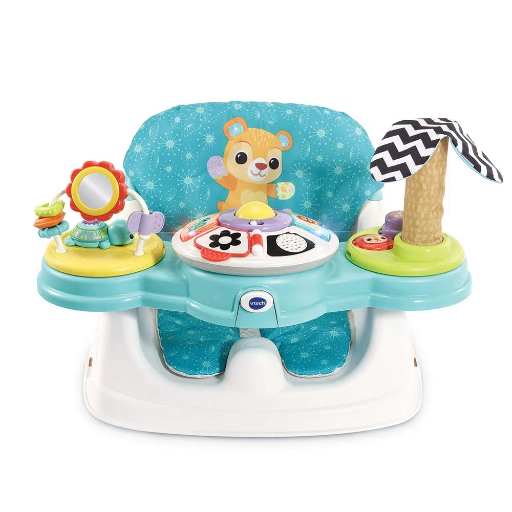 VTech - Siège-Rehausseur Interactif 5 en 1, Siège de Table Évolutif, Rehausseur Chaise Bébé, Plateau d'Activités Détachable, Jouet Sensoriel d'Éveil, Cadeau Bébé Dès 6 Mois - Contenu en Français