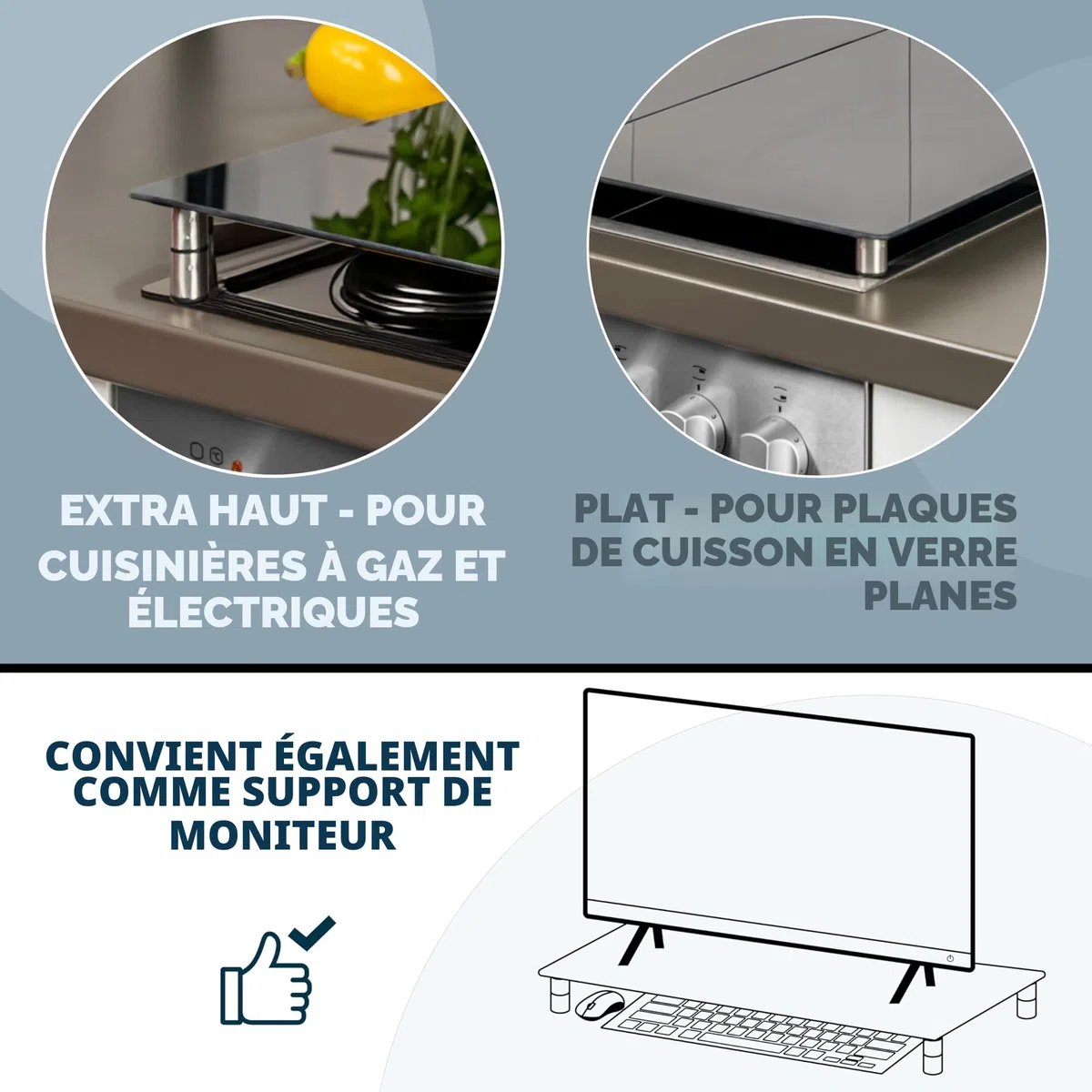bremermann Lot de 2 plaques de protection en verre de sécurité, env. 30 x 6 x 52 cm (noir)