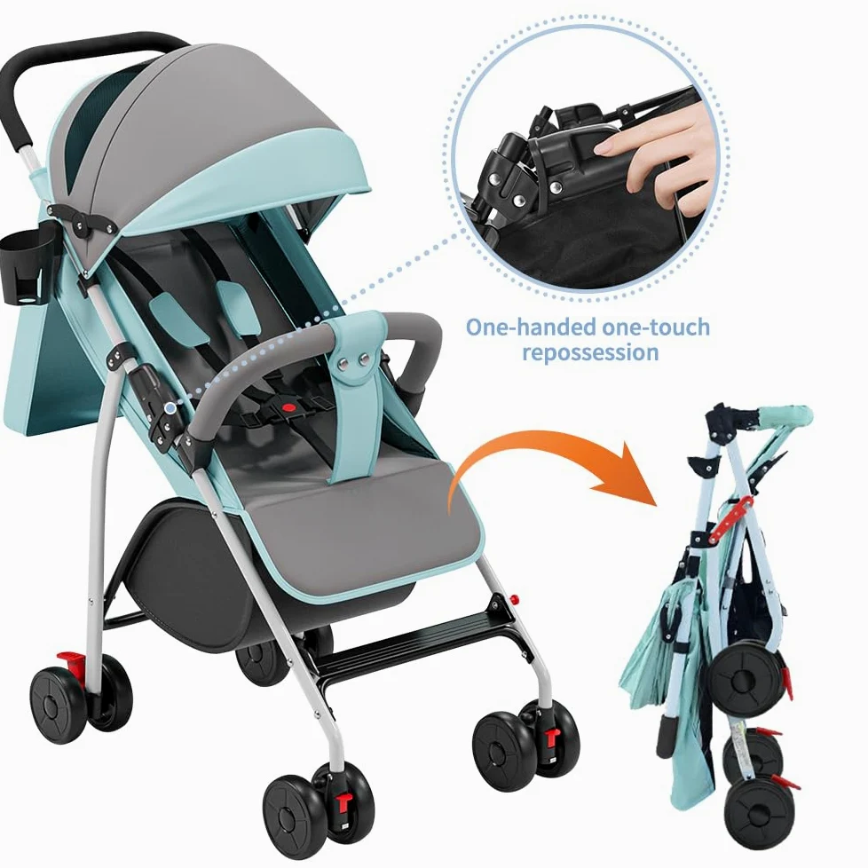 Poussette canne compacte Ingenious position allongée de la naissance à 4 ans bleu