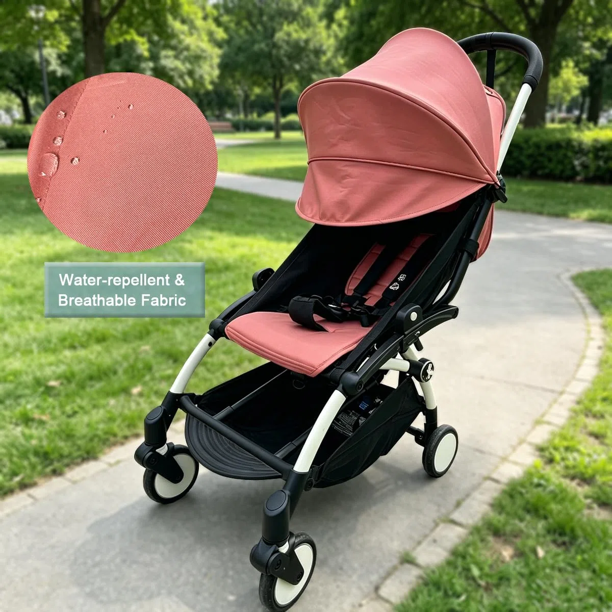 Ensemble de remplacement pour poussette compatible avec Babyzen YOYO/YOYO+/YOYO2/Stokke YOYO3,pack de 6 couleurs,coussin de siège épaissi et canopy extensible,tissu déperlant (Ginger Pink)