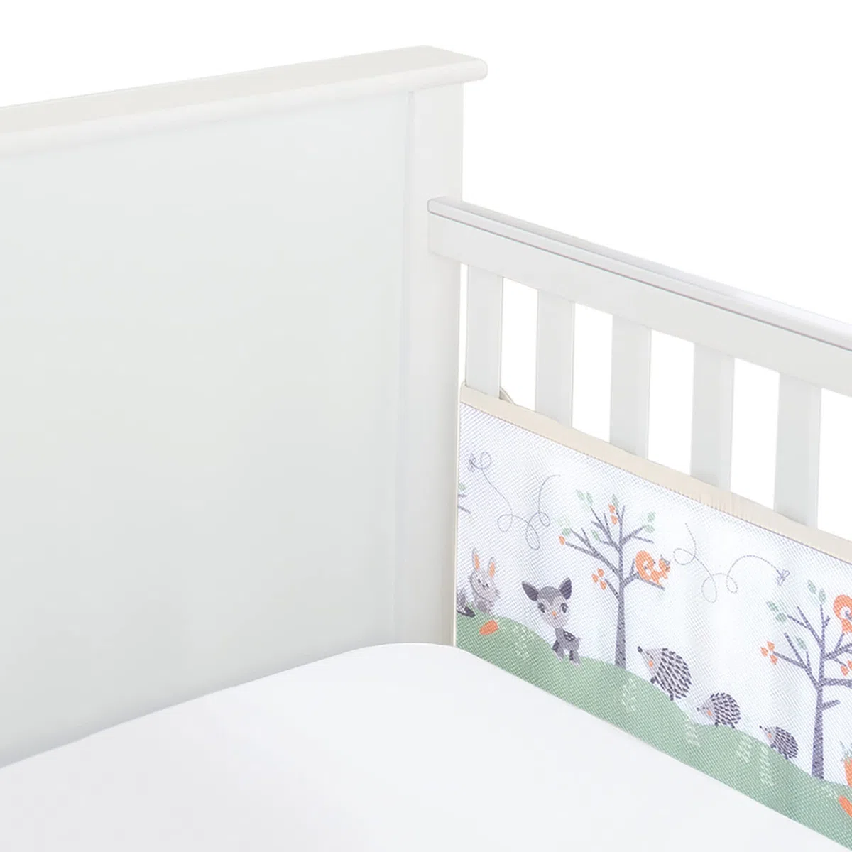 BreathableBaby, Doublure Classique en Maille Respirante de 3 mm pour berceaux avec Matelas de 120 x 60 cm ou 140 x 70 cm, Woodland Walk, Couvre 2 côtés, Non rembourré, Alternative au Tour de lit