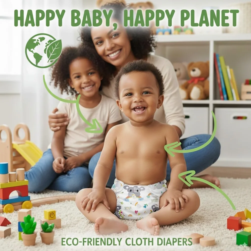 KOLO - Lot de 5 inserts absorbants - 4 couches, 100% bambou lavable et réutilisable. Kit de haute qualité, doublures adaptées à toutes les couches réutilisables. Boîte cadeau incluse