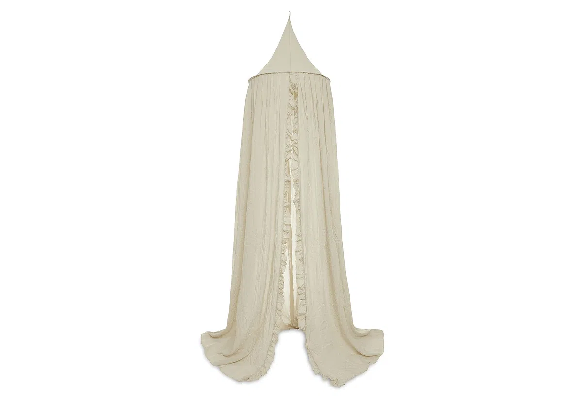 Jollein Baldaquin Vintage à Volants Nougat – Hauteur 245 cm – Ciel de lit bébé Chambre d'enfant – Beige