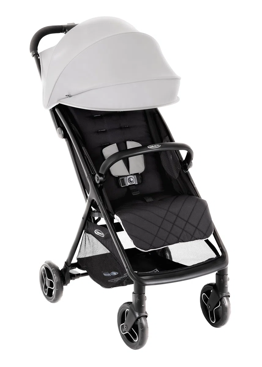 Graco Myavo Poussette de voyage légère avec pliage rapide, de la naissance à environ 4 ans (0-22 kg), se plie rapidement, tient debout une fois pliée, habillage pluie inclus, gris, Steeple Gray