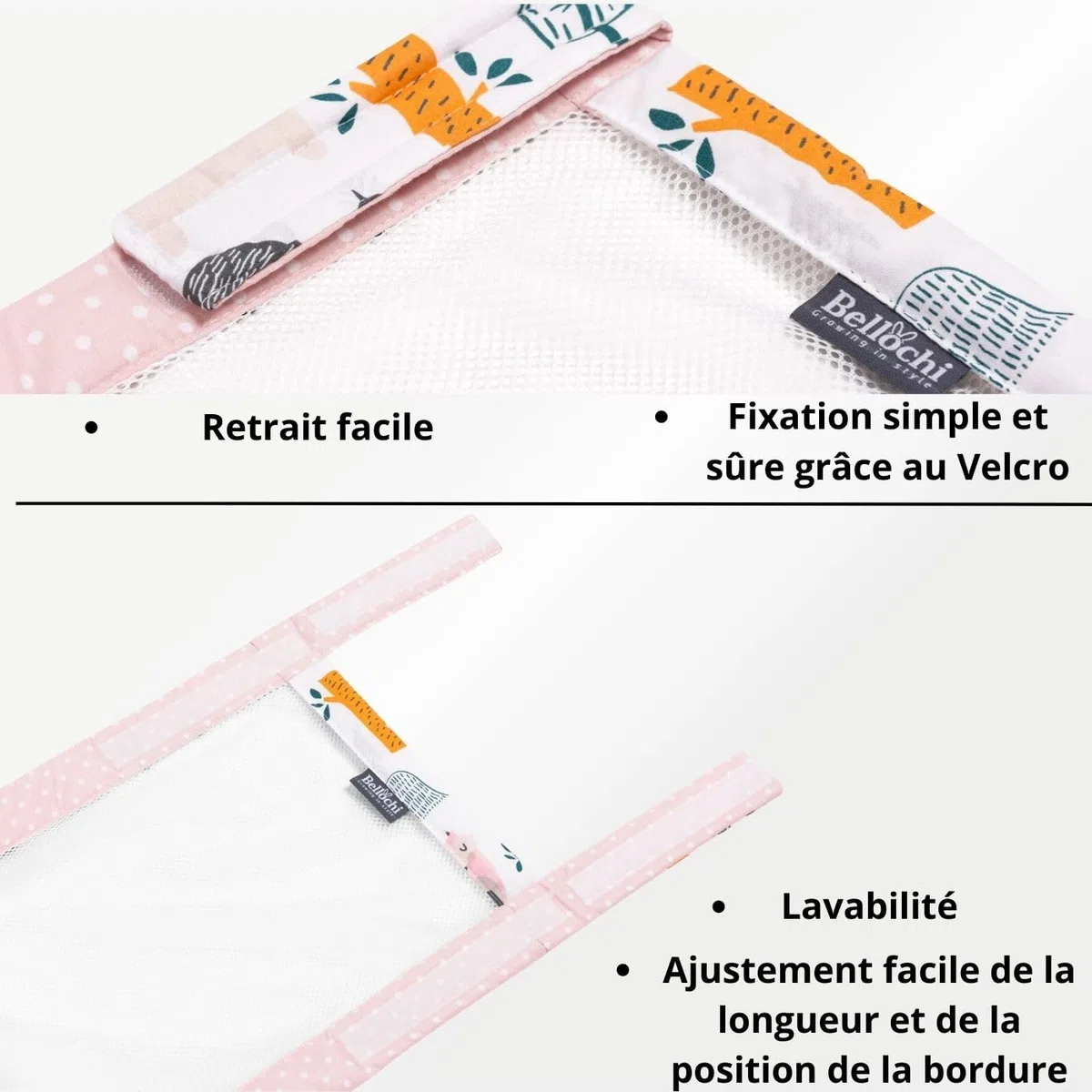 Bellochi Tour de Lit Bébé 360x30 cm - Tour de Lit Souple Universel - Réversible Contour de Lit Bébé pour Un Matelas 120x60 cm - 4Rest