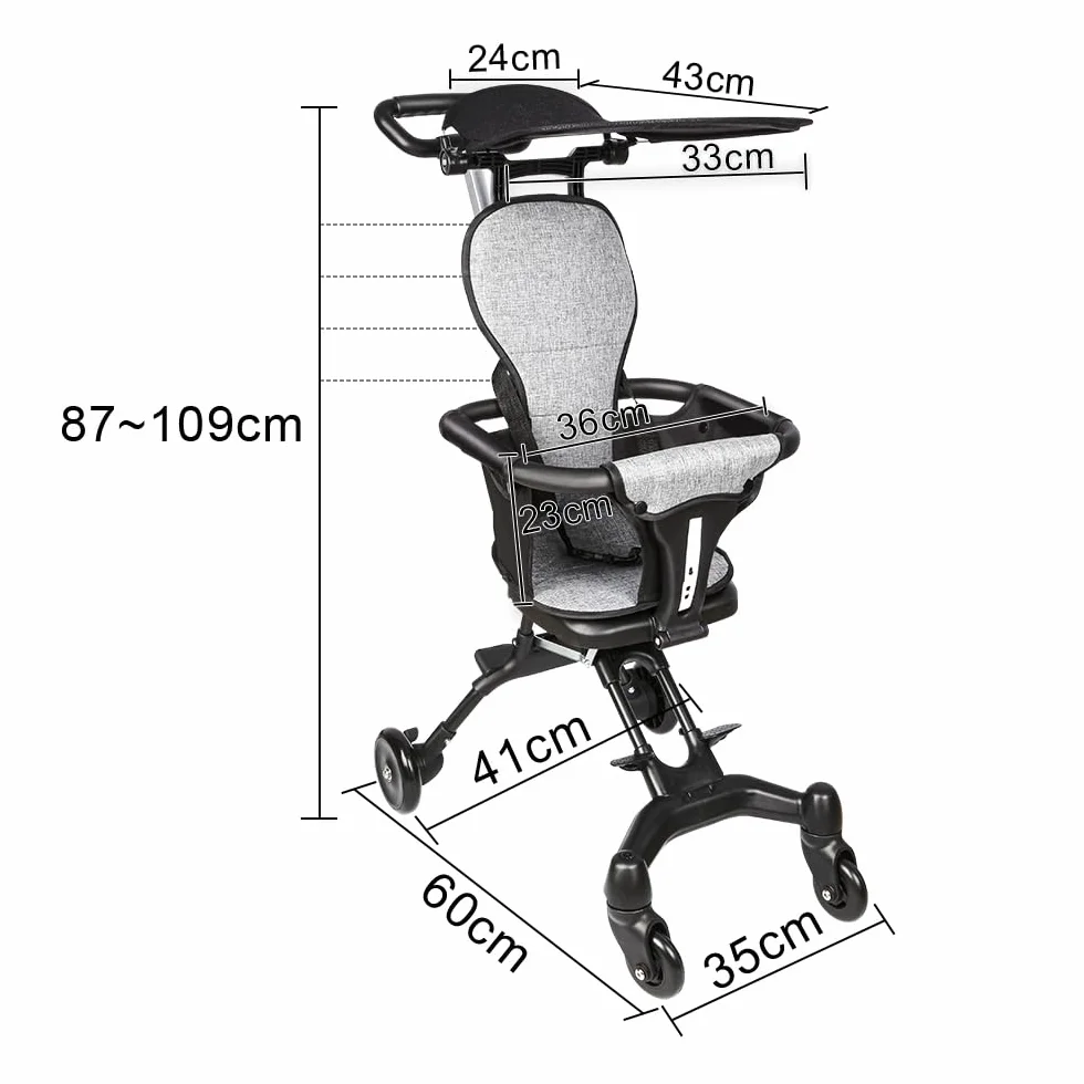 OHMG Poussette canne compacte 0-25kg Pliable,Dossier inclinable Poussette compacte & légère Poussette voyage Accessoires Bébé Nouveau né Enfant Baby stroller