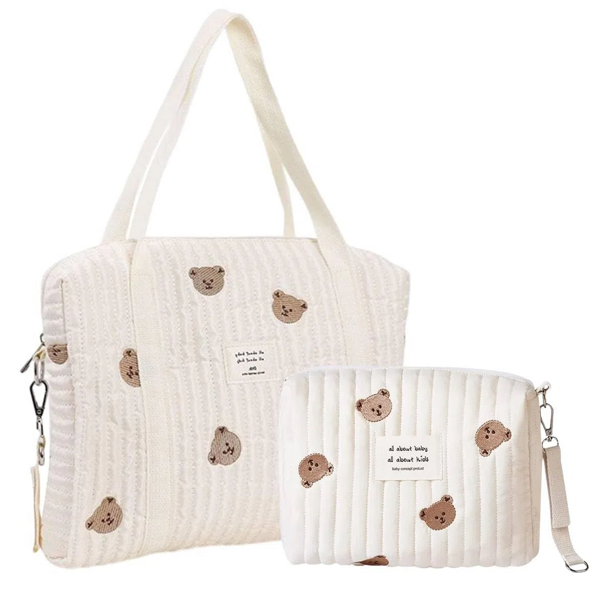 EHOTER Lot de 2 sacs fourre-tout à langer en coton matelassé motif dessin animé