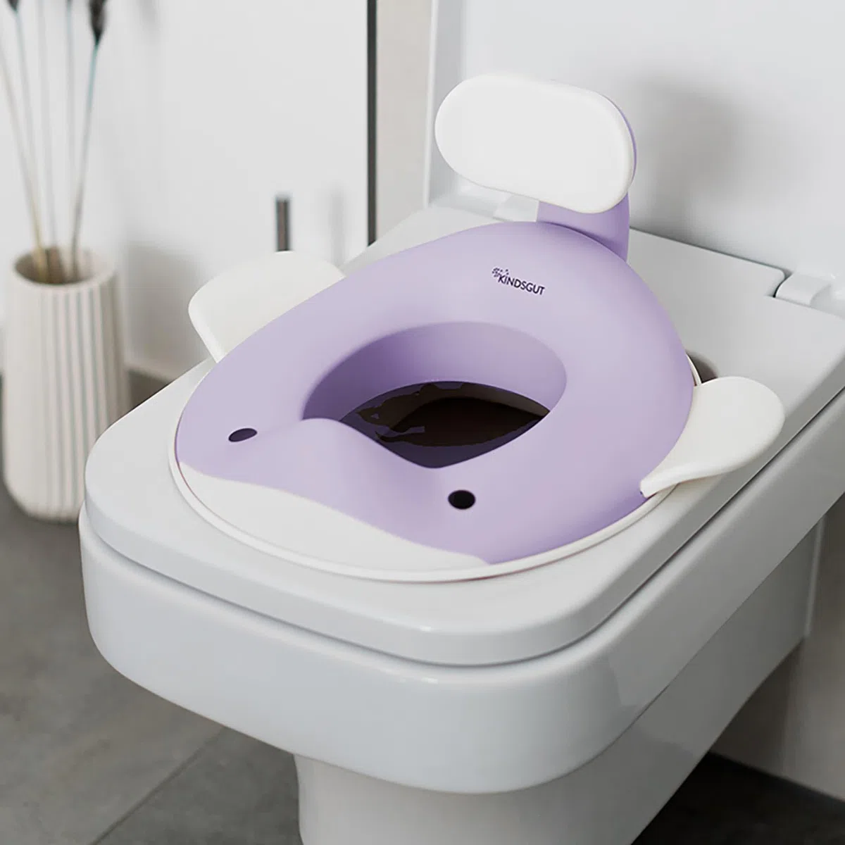 Kindsgut Réducteur de toilette baleine pour enfants, conception de baleine adaptée aux enfants, dans des couleurs subtiles et modernes, adapté aux enfants, lilas