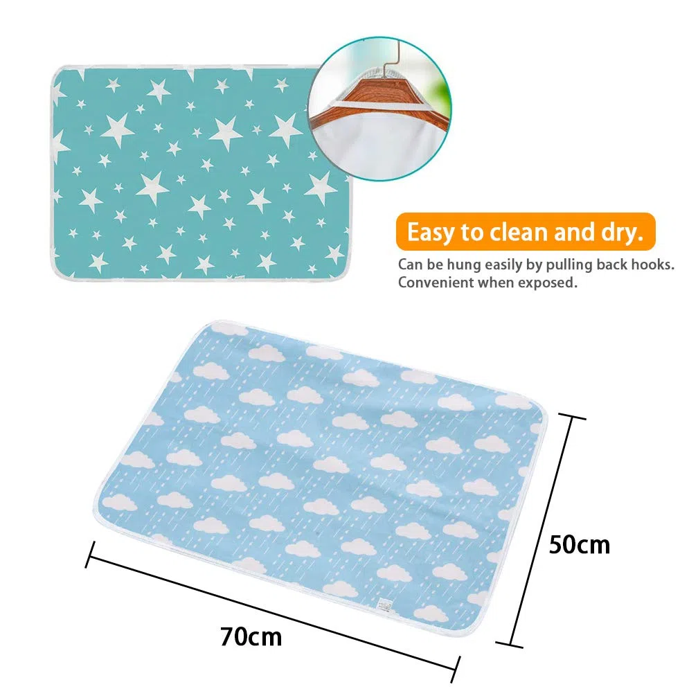 Lot de 3 tapis à langer imperméables pour bébé Vert Blanc Bleu