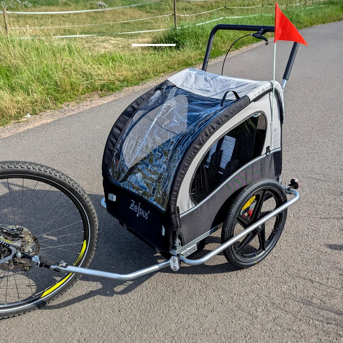 Zelsius Remorque vélo 2 en 1 Enfants - Fonction Jogging - Chariot Transport Poussette Jogging