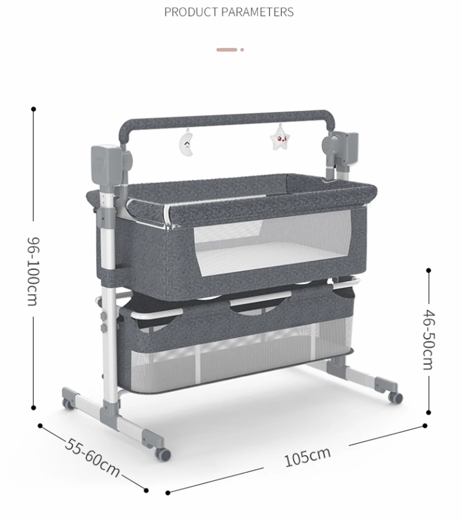 Lit Cododo Bébé Électrique Bluetooth 5 Engrenages Balancement Matelas Musique 601 Brown