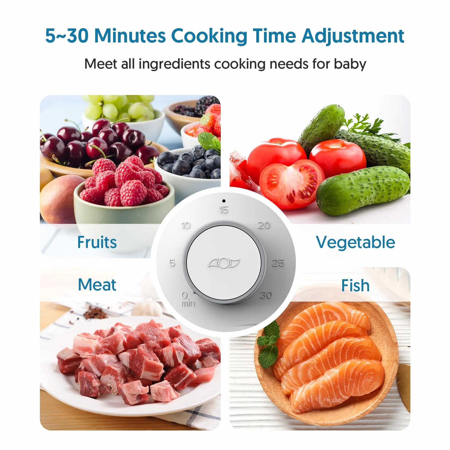 Robot Cuiseur Mixeur Bébé, Cuiseur Vapeur Bebe avec Panier à Vapeur Réversible, Opération Facile à un Bouton et Grande Ouverture pour un Nettoyage Facile Baby Food Precessor