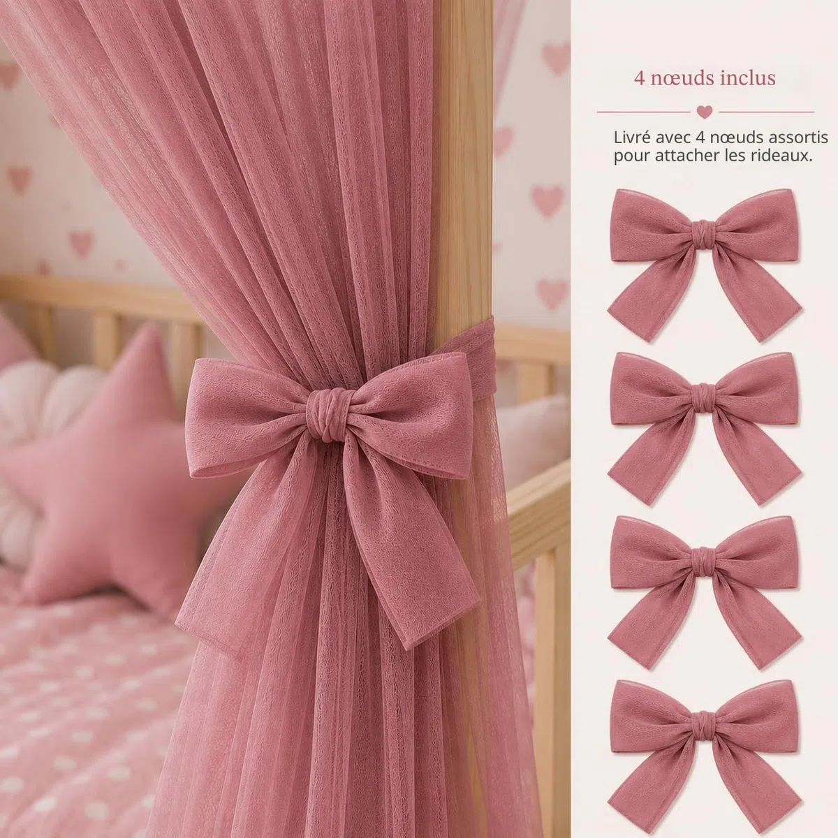 Baby Fancyroom Ciel de lit cabane Enfant Rose 360 cm – Baldaquin pour lit Maison Fille avec Guirlande à Pompons